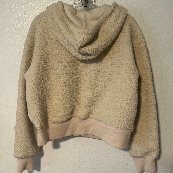 Offline by Aerie Sherpa Full Zip Hoodie Jacket Women's Size M Ivory Loungewear - Picture 7 of 11